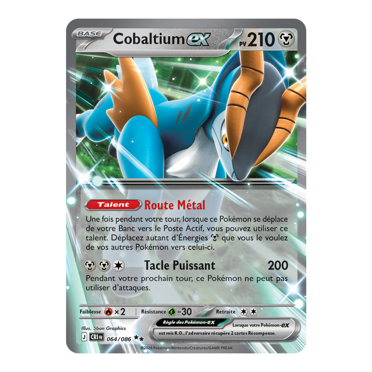 Cobaltium-ex - Double Rare 64/86 - ME04 - Pokémon - Mega Evolution Chaos Rising