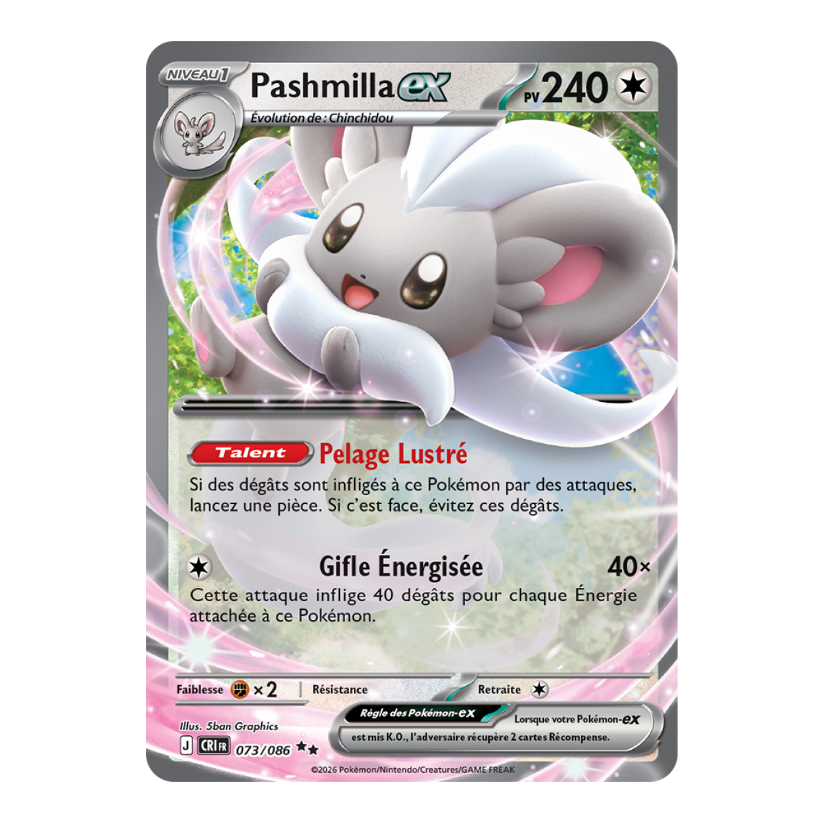 Pashmilla-ex - Double Rare 73/86 - ME04 - Pokémon - Mega Evolution Chaos Rising
