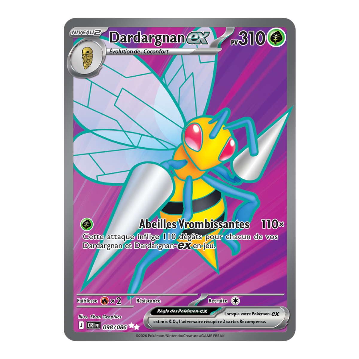 Beedrill-ex - Ultra Rare 98/86 - ME04 - Pokémon - Mega Evolution Chaos Rising