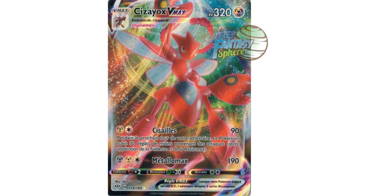 scizor vmax pokemon card value 193/189 Like new Attack 2 2020 Pokemon Scizor Vmax 193/189