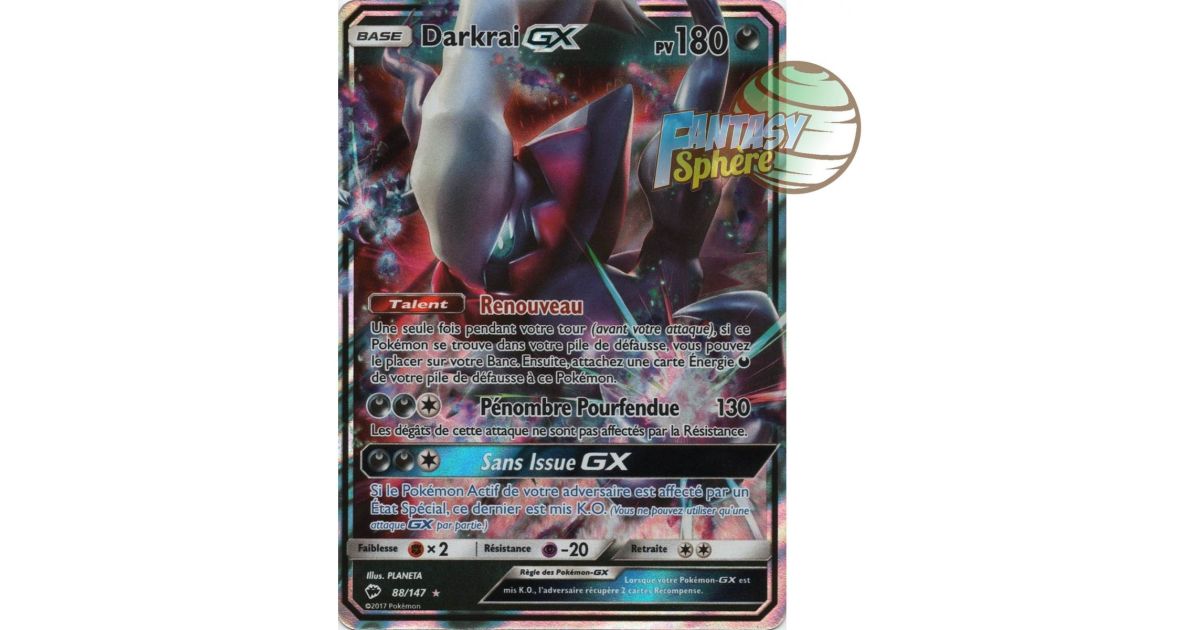 Darkrai GX - Ultra Rare 88/147 - Sun and Moon 3 Burning Shadows - Fantasy  Sphere