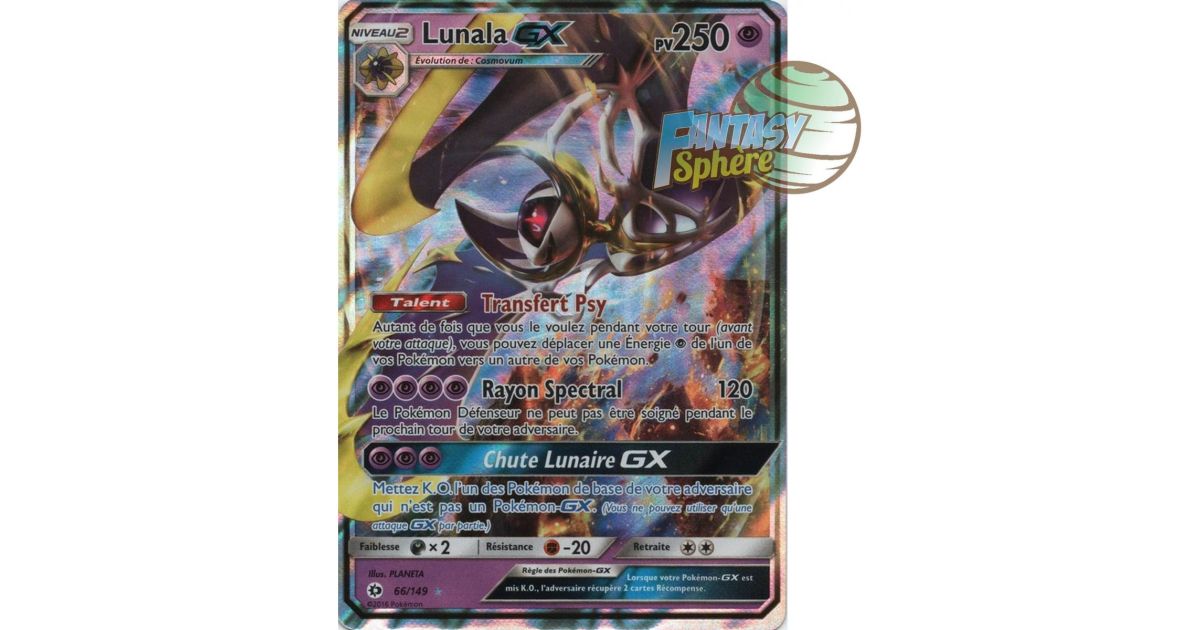 pokemon lunala gx card Lunala GX Ultra Rare Sun & Moon 66/149, NM Pokemon Card main image 1