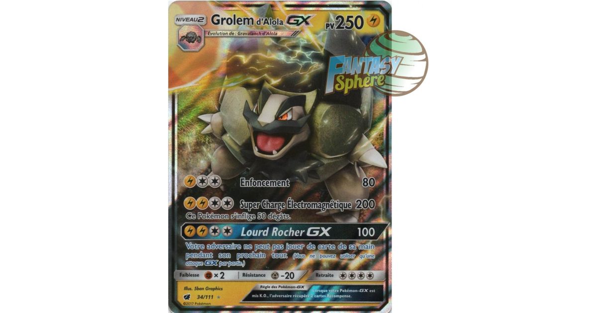 alolan golem gx pokemon card NM Alolan Golem-GX 113 main image 0