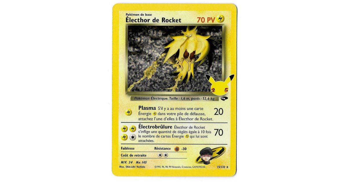 Rocket Zapdos - Holo Rare 15/132 EB07.5 25th Anniversary Celebrations - Fantasy Sphere Rocket Zapdos - Holo Rare 15/132 EB07.5 25th Anniversary Celebrations - Fantasy Sphere