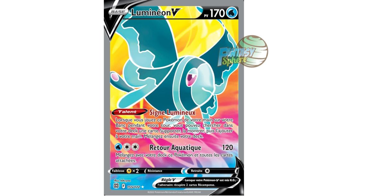 pokemon card lumineon Brilliant Stars V #155 (Full Art) Uncommon Retreat cost Lumineon 40/236 Sun & Moon