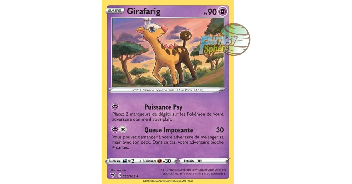 Girafarig - Uncommon 65/185 - Sword and Shield 4 Voltage Brilliant - Fantasy Sphere Girafarig - Uncommon 65/185 - Sword and Shield 4 Voltage Brilliant - Fantasy Sphere