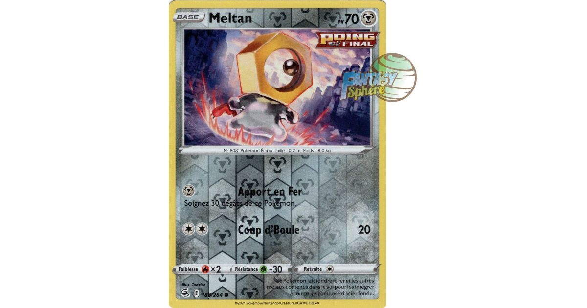 Meltan - Reverse 188/264 - Sword and Shield 8 Fusion Fist - Fantasy Sphere Meltan - Reverse 188/264 - Sword and Shield 8 Fusion Fist - Fantasy Sphere