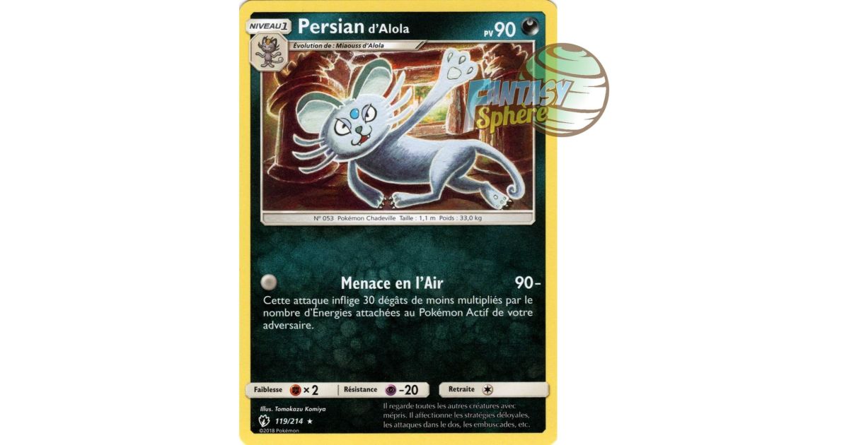 Alolan Persian - Rare 119/214 - Sun and Moon 8 Lost Thunder - Fantasy Sphere