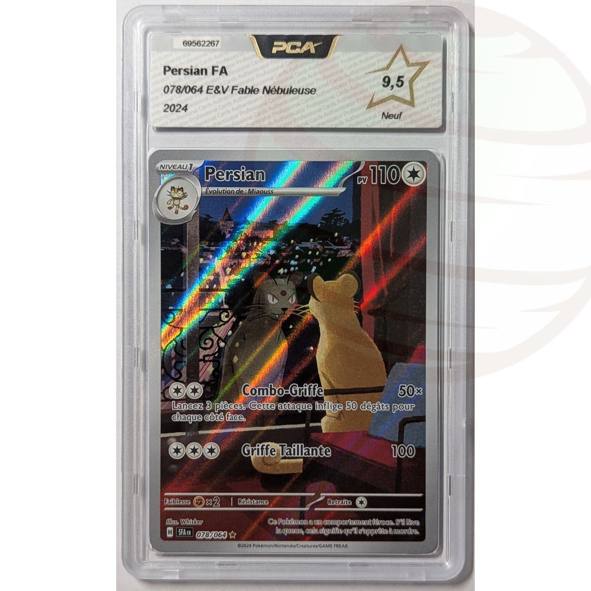[PCA 9.5 - New] - Graded Card - Persian FA 078/064 - E&V Fables Nebula - 2024 - Pokémon - French