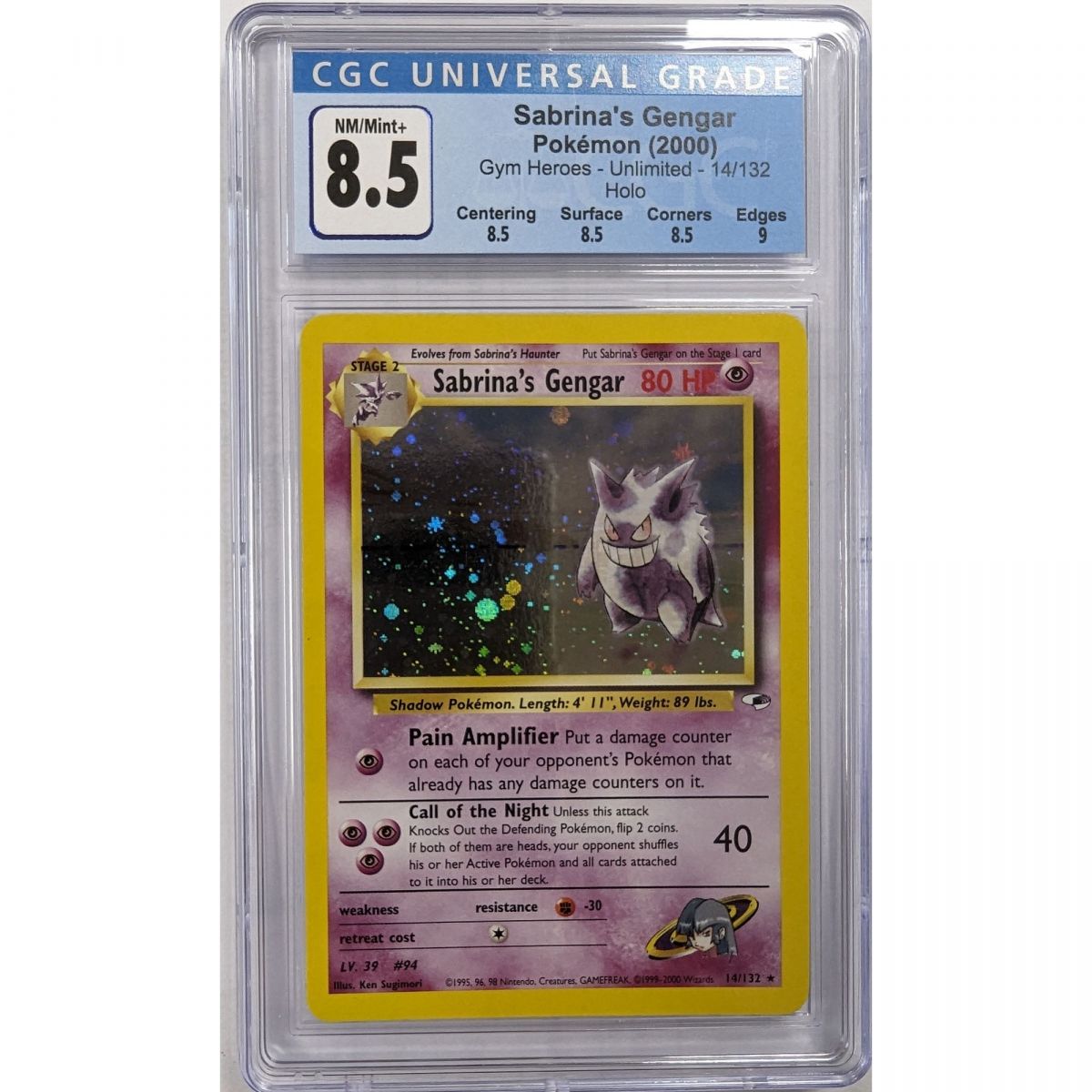 Item Pokémon - Graded Card - Sabrina's Gengar 14/132 Pokémon Gym Heroes 2000 English [CGC 8.5 - NM-Mint+]