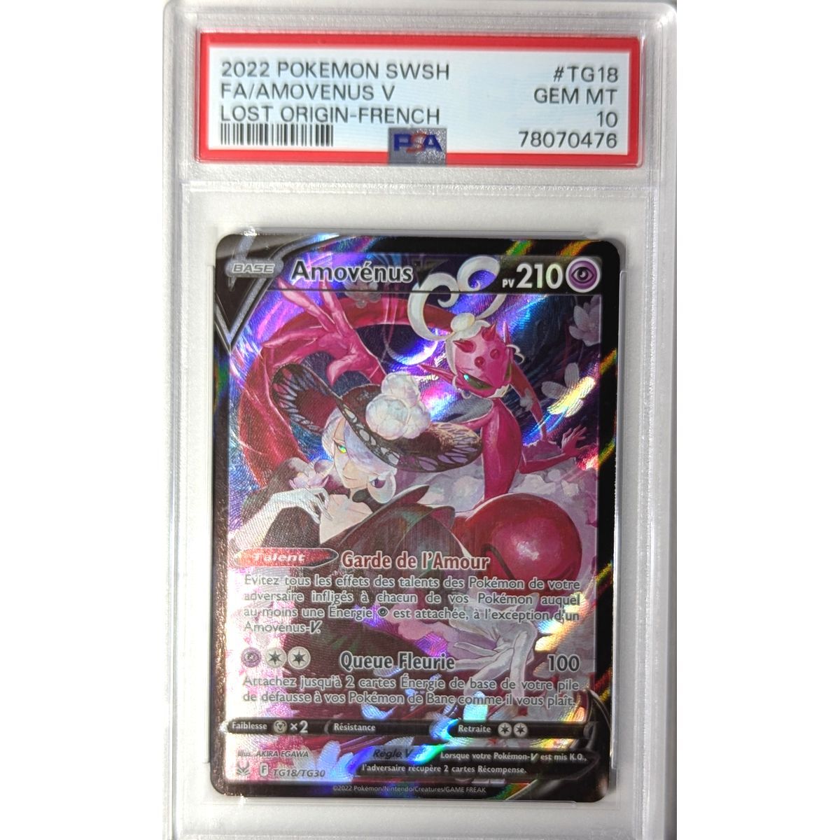[PSA 10 - Gem Mint] - Graded Card - Amovénus V TG18/TG30 - Sword & Shield: Lost Origin - 2022 - Pokémon - French