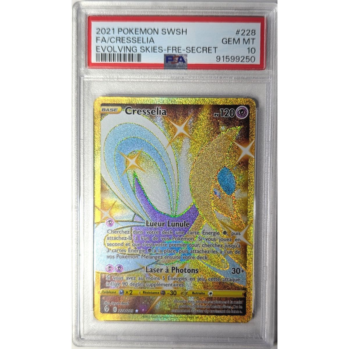 [PSA 10 - Gem Mint] - Graded Card - Cresselia 228/203 - Sword & Shield: Celestial Evolution - 2021 - Pokémon - French