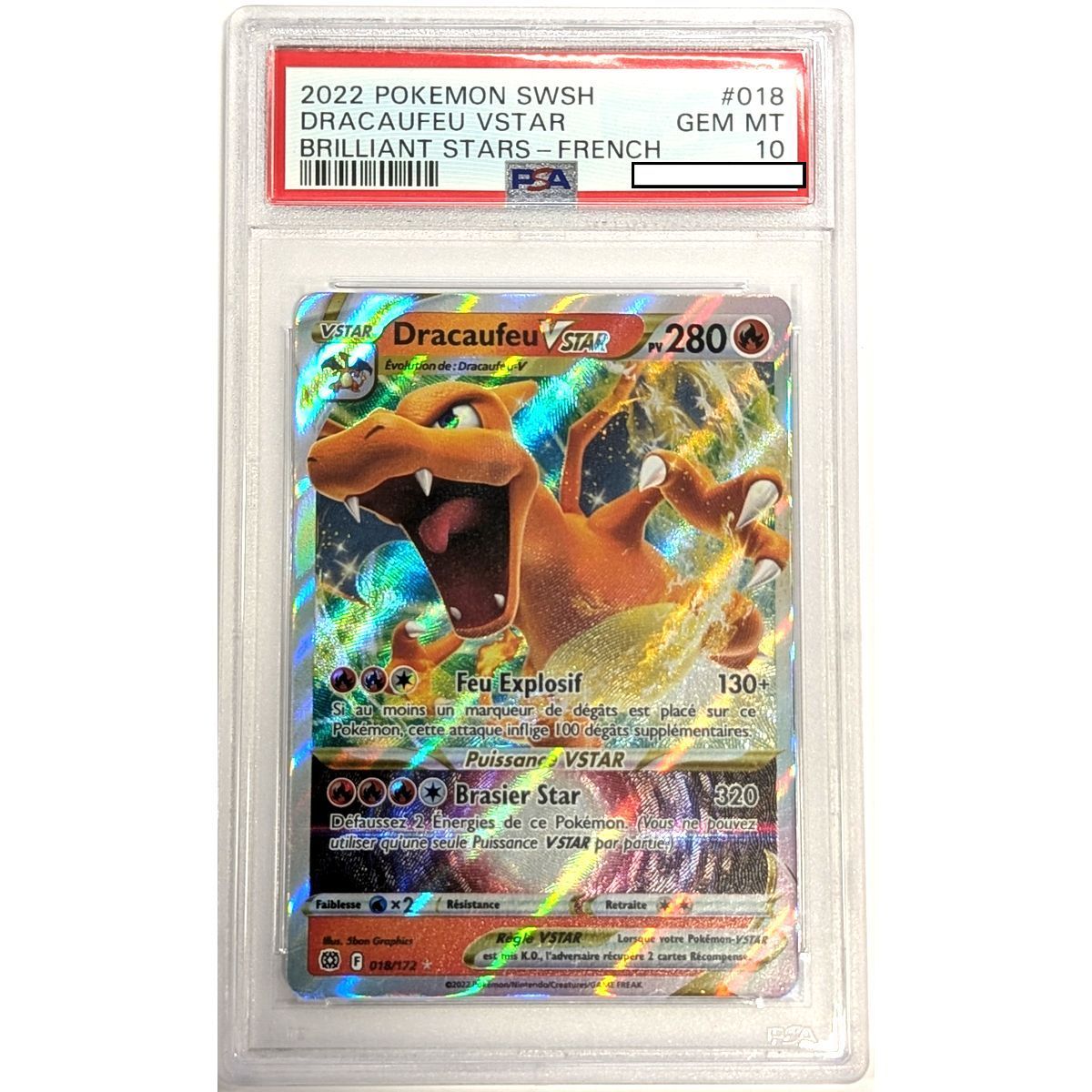 [PSA 10 - Gem Mint] - Graded Card - Charizard VSTAR 018/172 - Sword & Shield: Sparkling Stars - 2022 - Pokémon - French