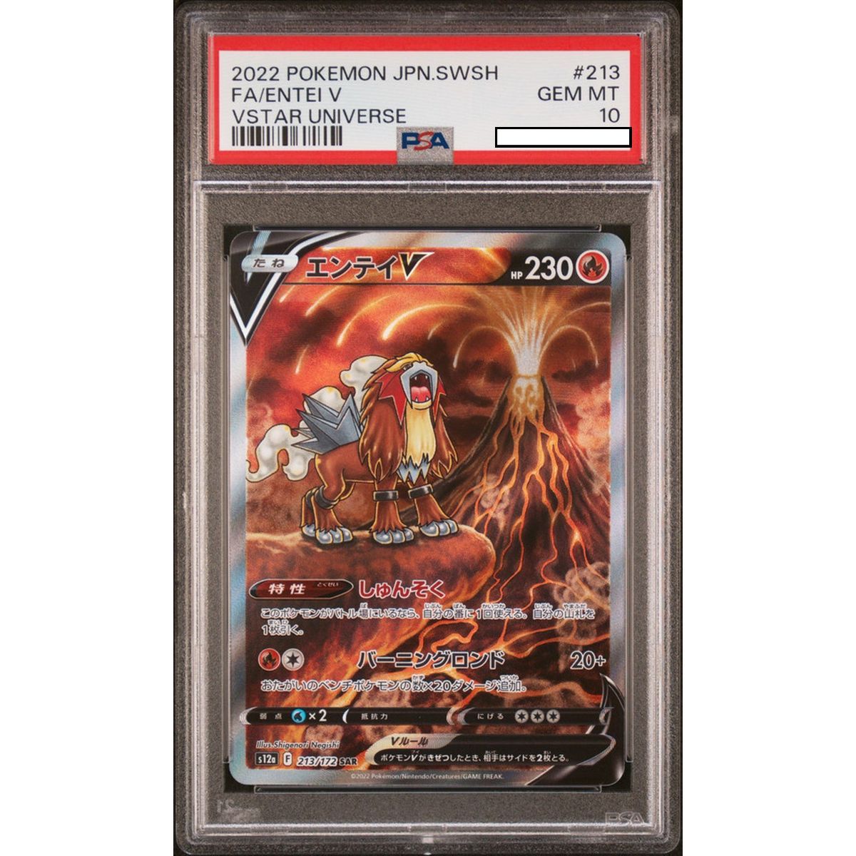 [PSA 10 - Gem Mint] - Graded Card - Entei V 213/172 VSTAR Universe S12a - 2022 - Pokémon - Japanese