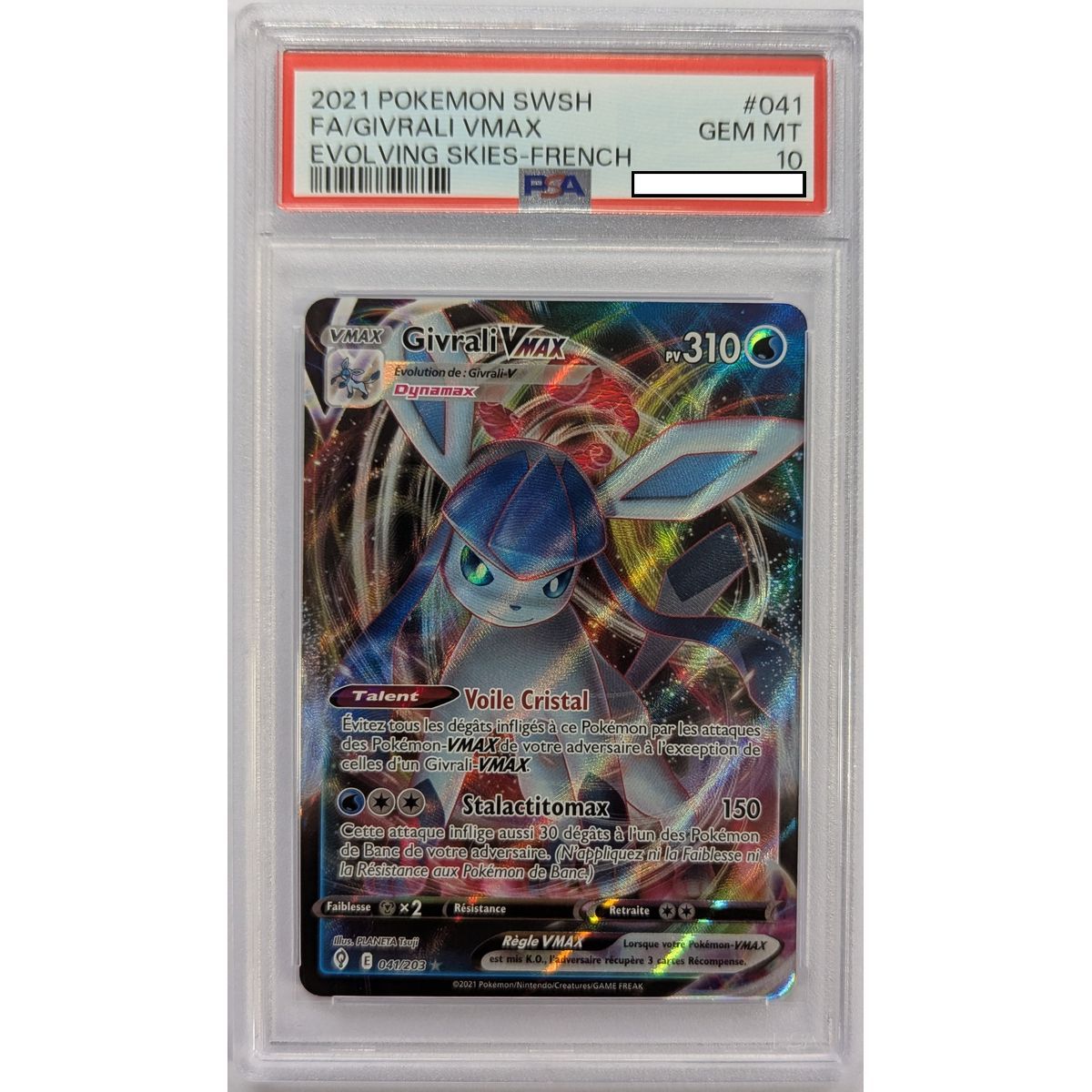 [PSA 10 - Gem Mint] - Graded Card - Glaceon VMAX 041/203 - Sword & Shield: Skyward Evolution - 2021 - Pokémon - French