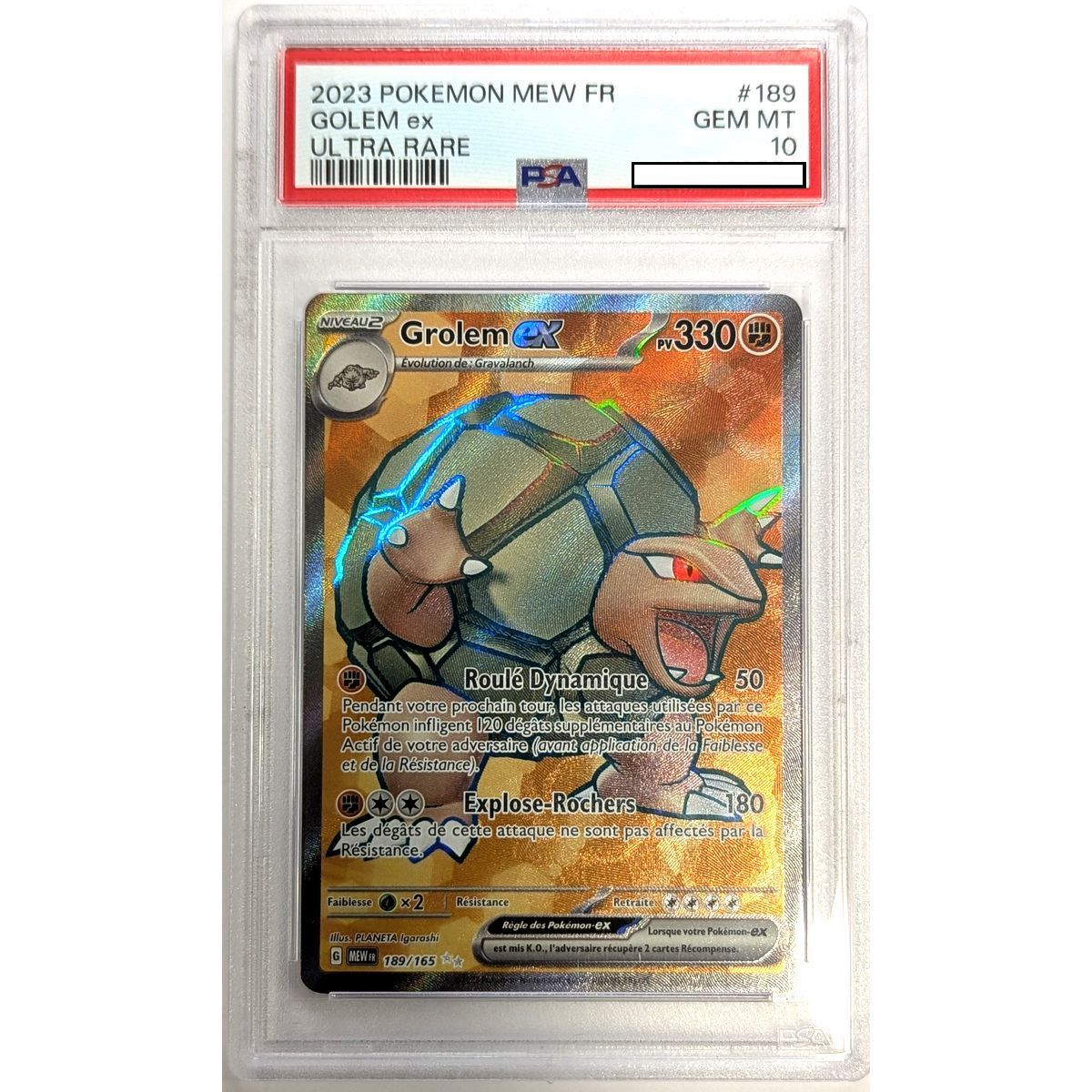 [PSA 10 - Gem Mint] - Graded Card - Golem EX 189/165 - Scarlet & Purple: Pokémon 151 - 2023 - Pokémon - French