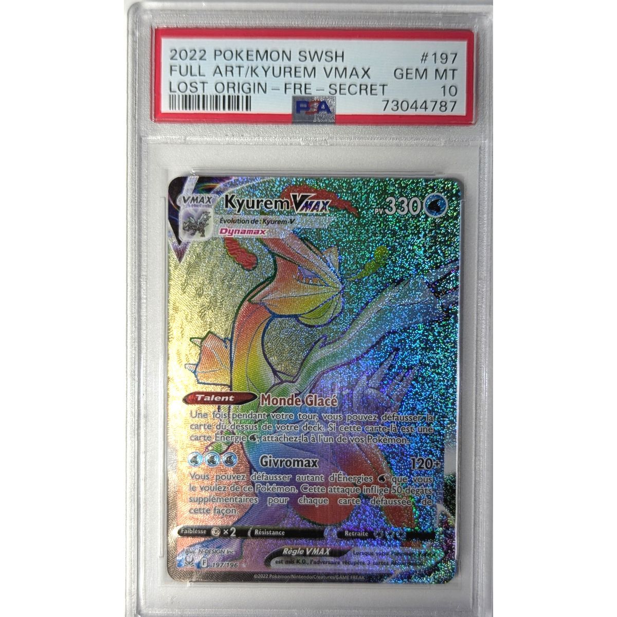 [PSA 10 - Gem Mint] - Graded Card - Kyurem VMAX 197/196 - Sword & Shield: Lost Origin - 2022 - Pokémon - French