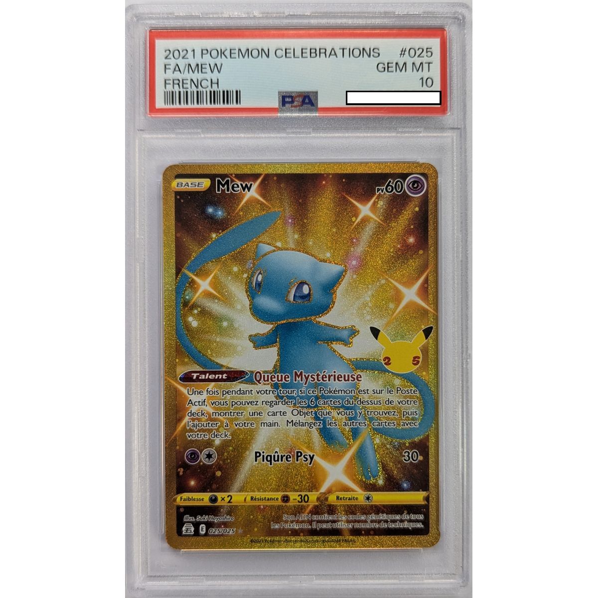 [PSA 10 - Gem Mint] - Graded Card - Mew 025/025 - Sword & Shield: Celebrations - 2021 - Pokémon - French