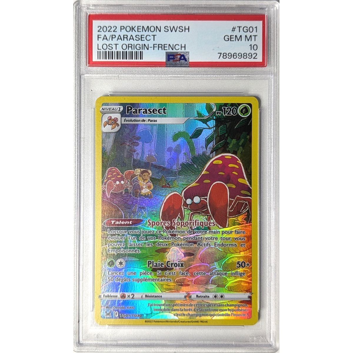 [PSA 10 - Gem Mint] - Graded Card - Parasect TG01/TG30 - Sword & Shield: Lost Origin - 2022 - Pokémon - French