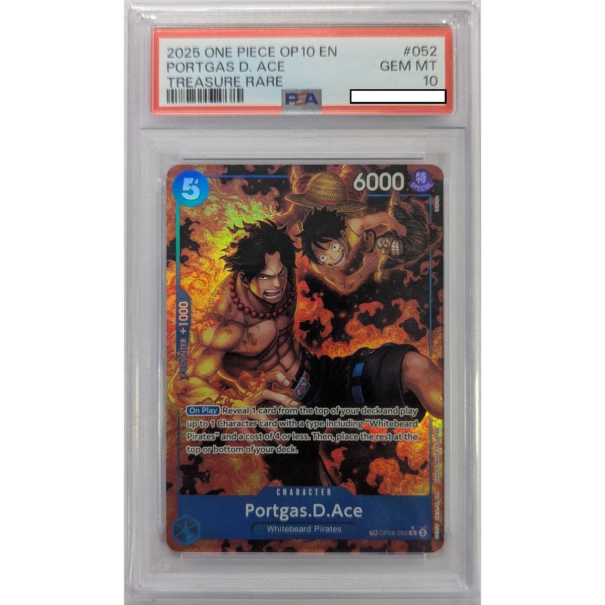 [PSA 10 - Gem Mint] - Graded Card - Portgas.D.Ace (Treasure Rare) - OP10 Royal Blood - 2025 - One Piece - English