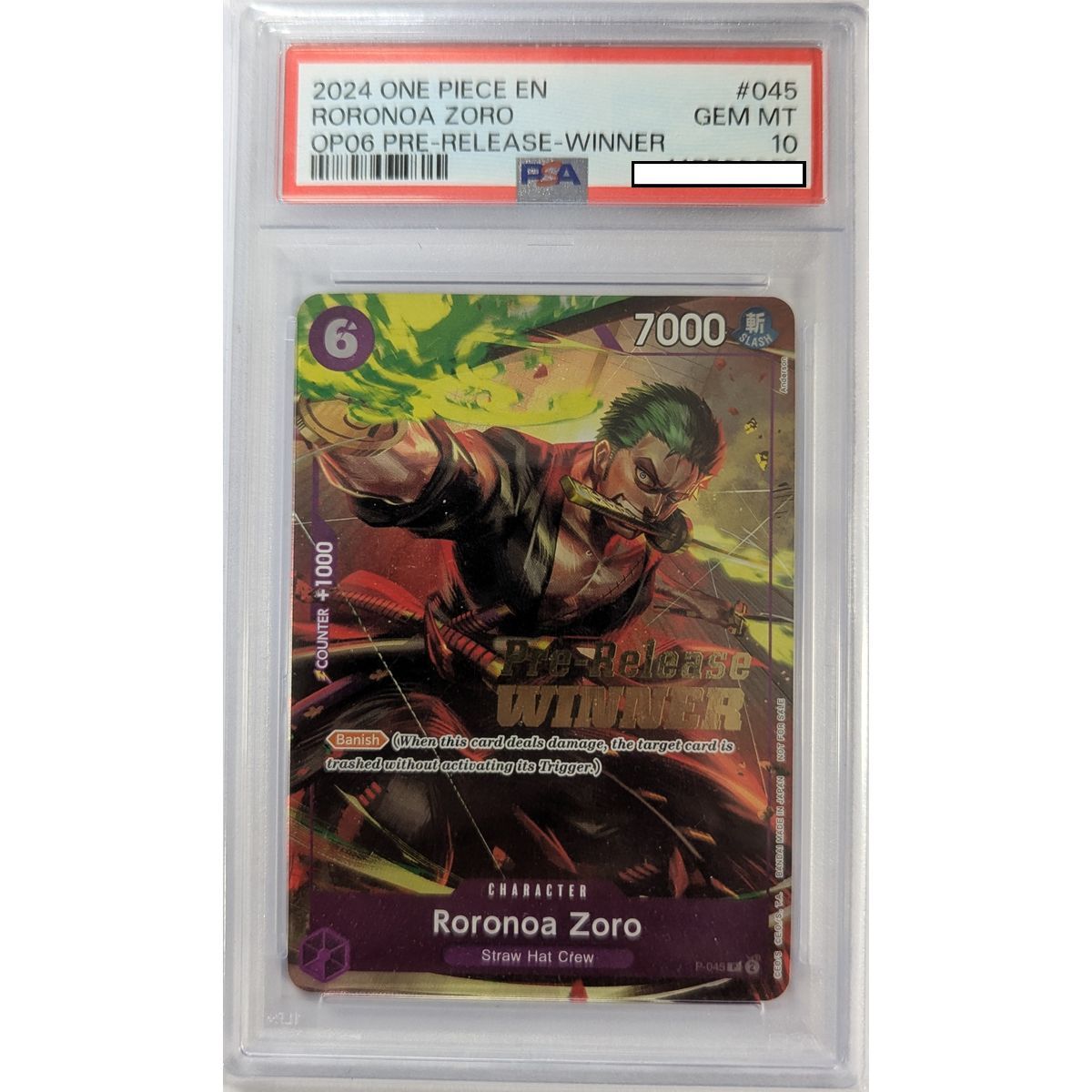 [PSA 10 - Gem Mint] - Graded Card - Roronoa Zoro (Pre-Release Winner) - Promo - 2024 - One Piece - English