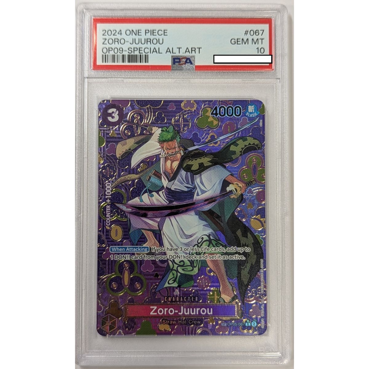 [PSA 10 - Gem Mint] - Graded Card - Zoro-Juurou OP05-067 - OP09 Emperors in the New World - 2024 - One Piece - English