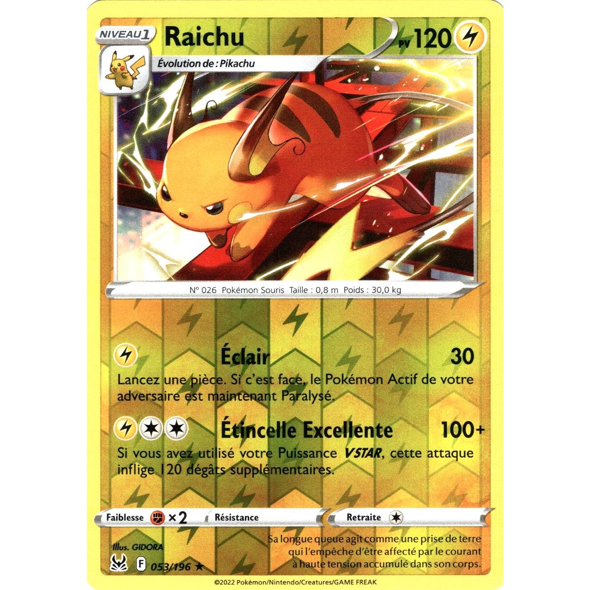 Raichu - Reverse 53/196_R - Sword and Shield 11 Lost Origin