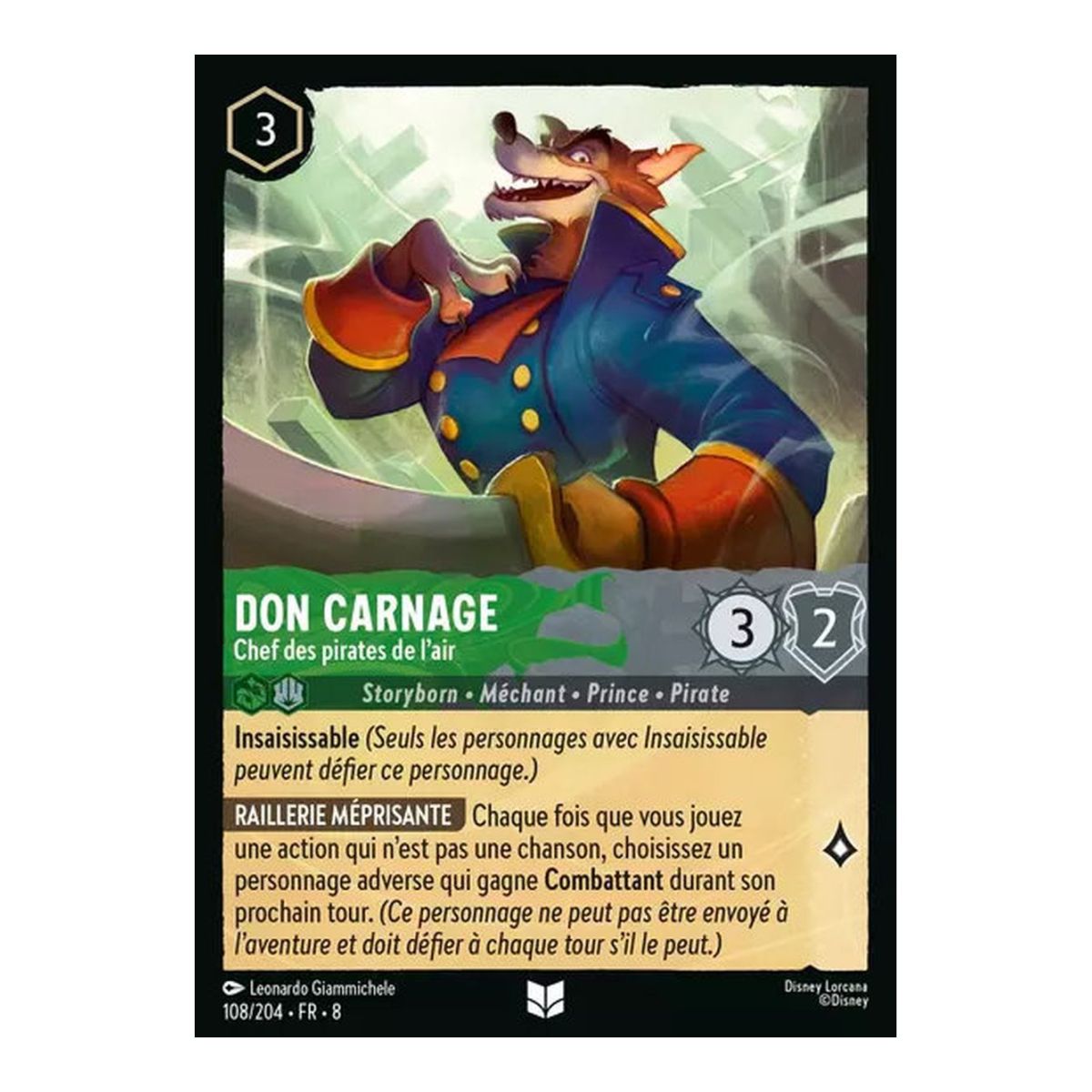 Don Carnage, Leader of the Sky Pirates - 108/204 - ROJ - The Reign of Jafar - Glossy - Premium - French