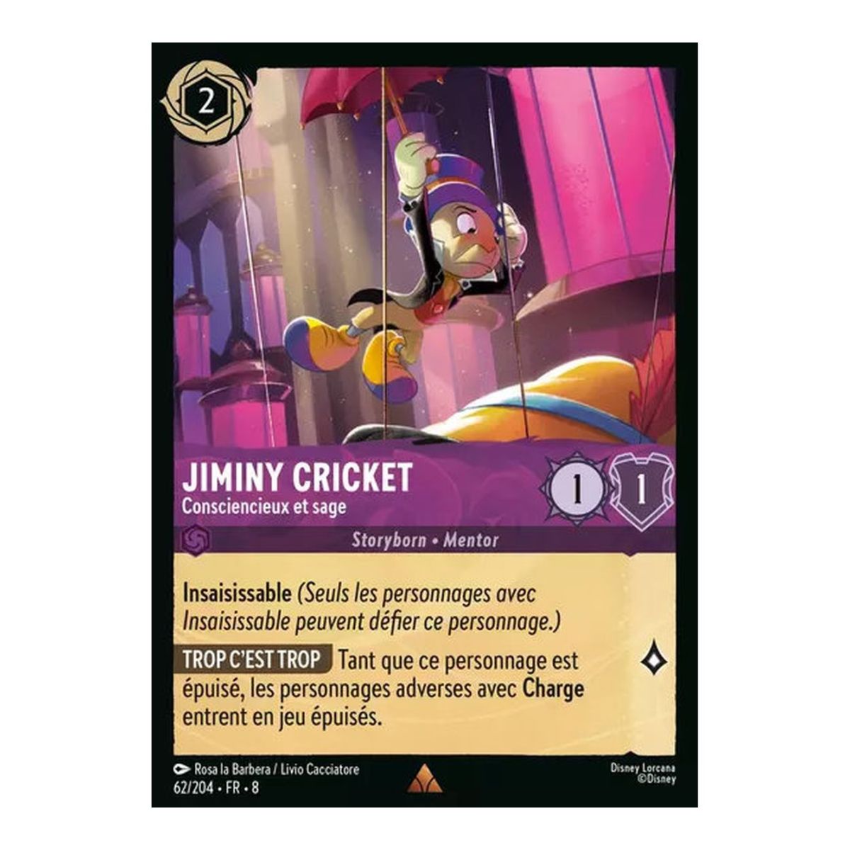 Jiminy Cricket, Conscientious and Wise - 62/204 - ROJ - The Reign of Jafar - Rare - French