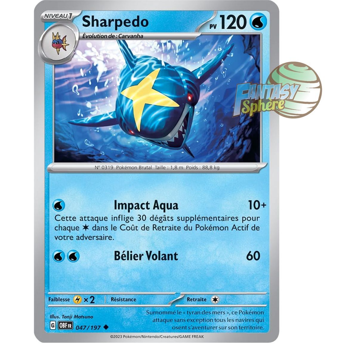 Sharpedo - Reverse 47/197 - Scarlet and Violet Obsidian Flames