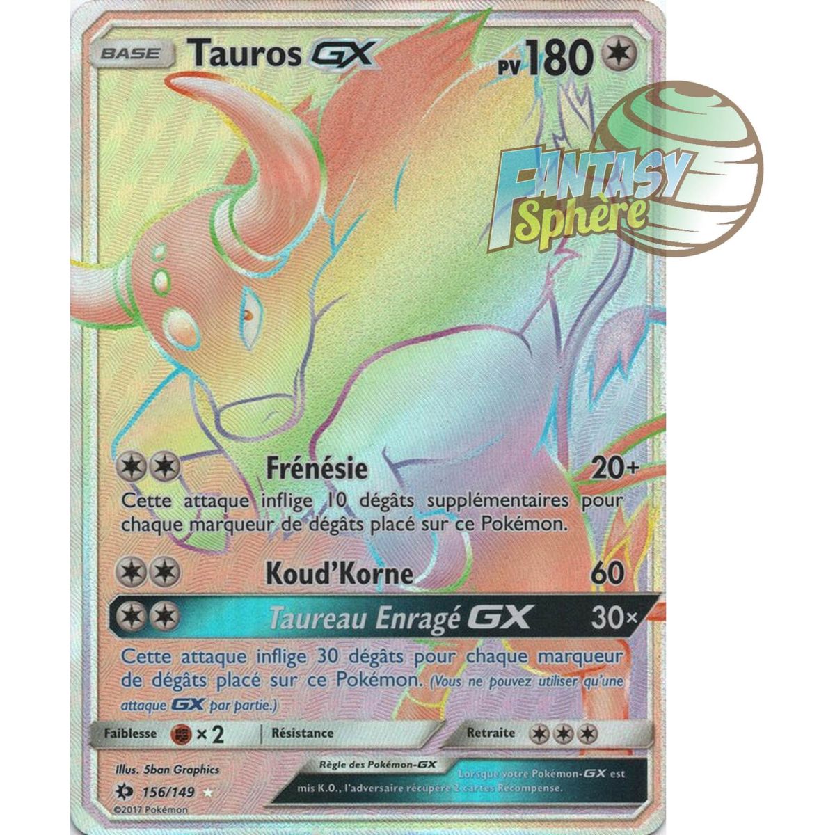 Tauros GX - Secret Rare 156/149 - Sun and Moon 1