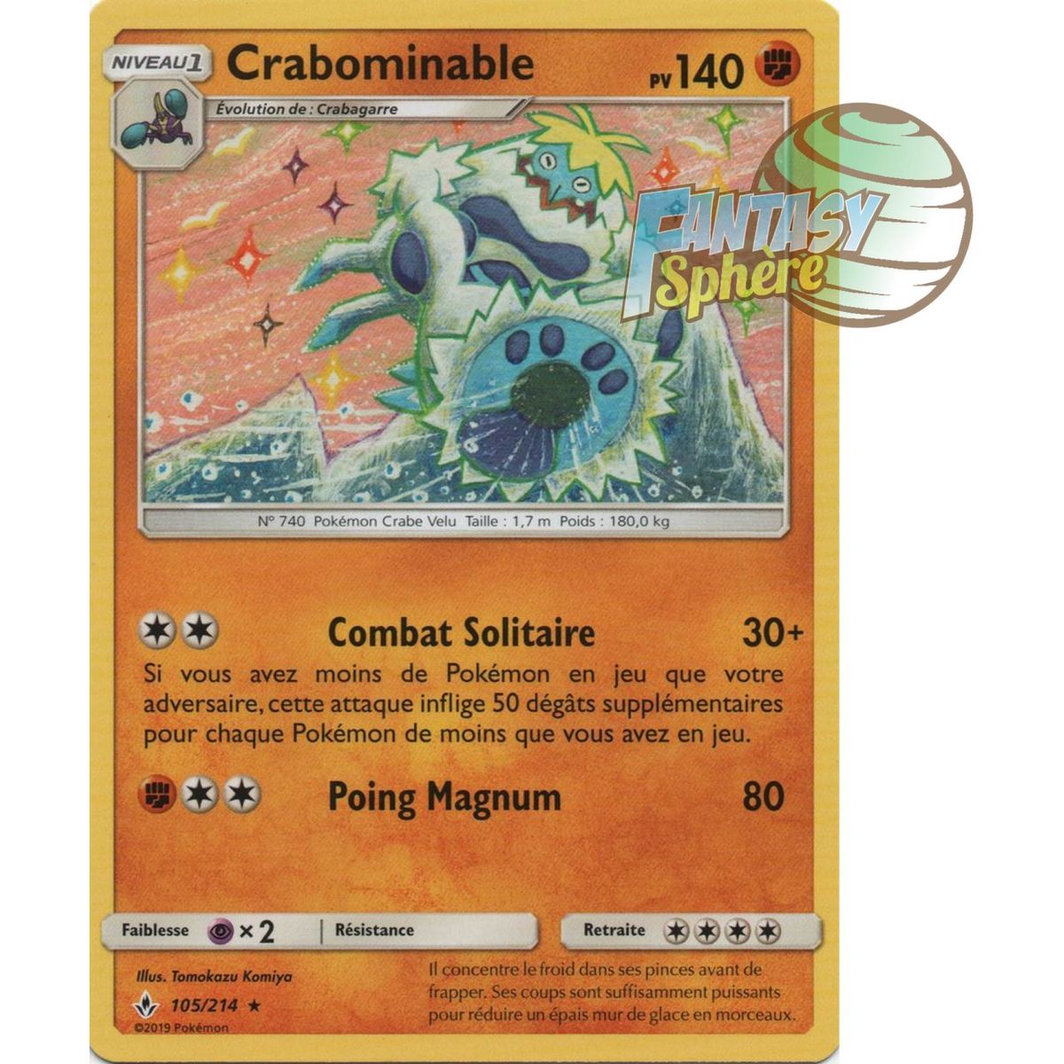 Crabominable - Rare 105/214 - Sun and Moon 10 Infallible Alliance