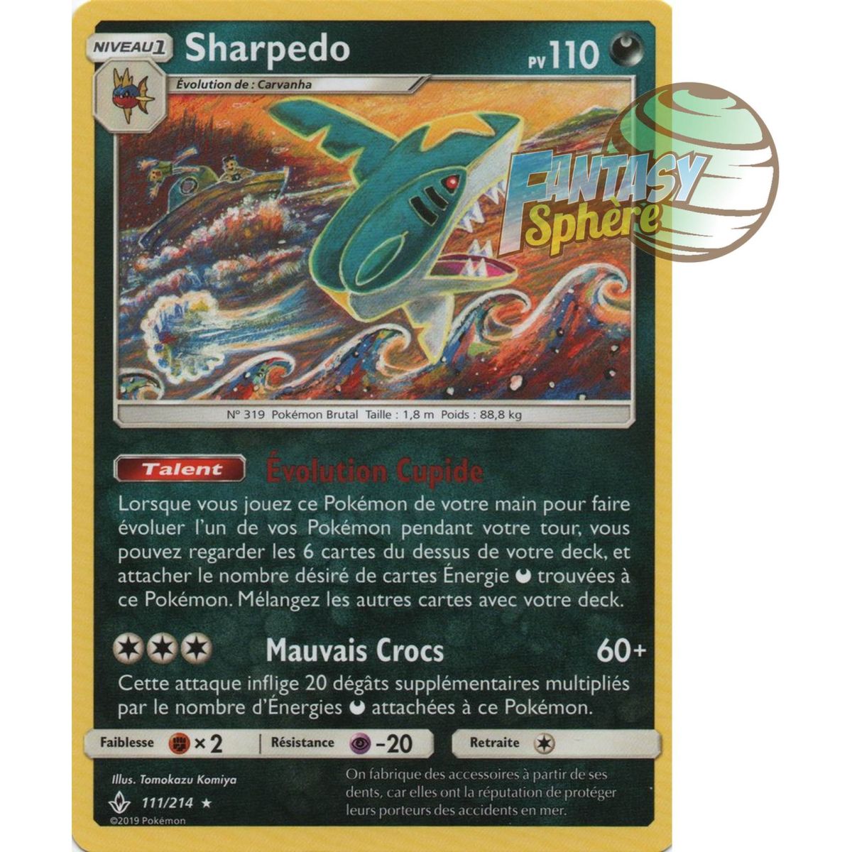 Item Sharpedo - Rare 111/214 - Sun and Moon 10 Infallible Alliance