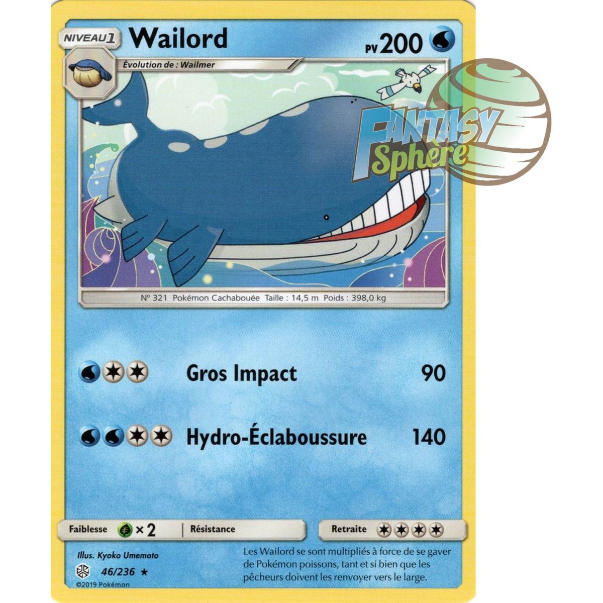 Wailord - Rare 46/236 - Sun and Moon 12 Cosmic Eclipse