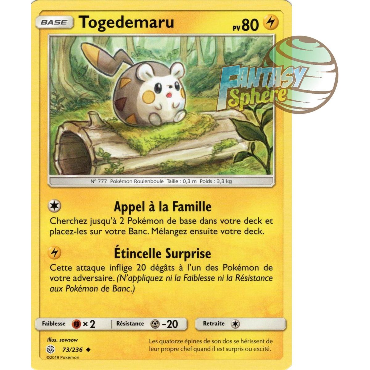 Item Togedemaru - Uncommon 73/236 - Sun and Moon 12 Cosmic Eclipse