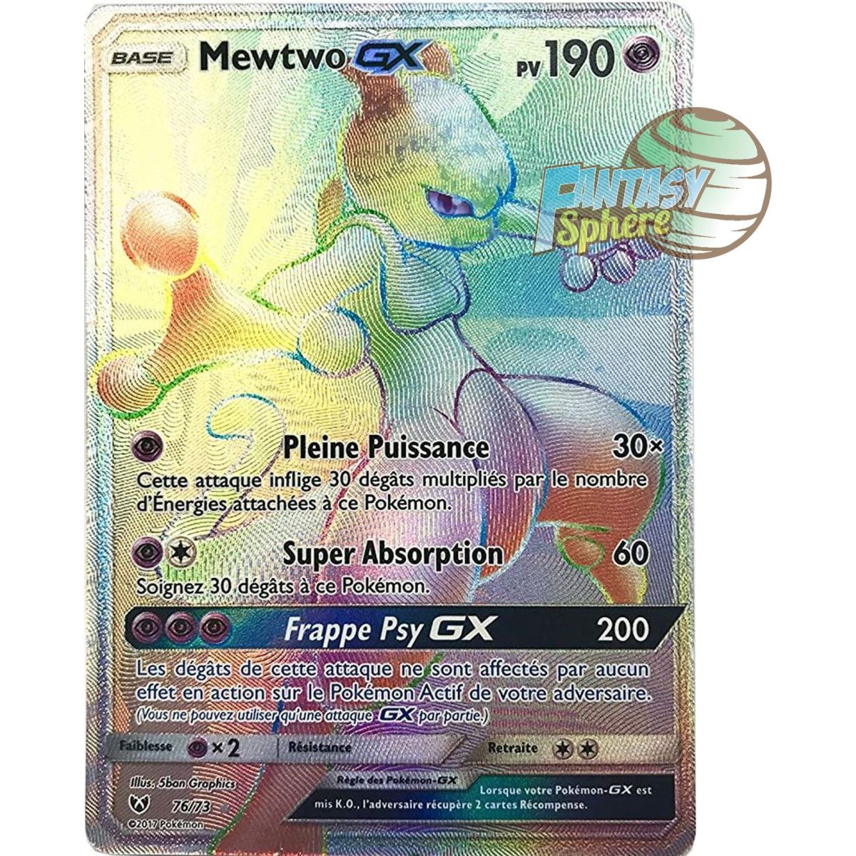 Mewtwo GX - Secret Rare 76/73 - Sun and Moon 3.5 Shining Legends