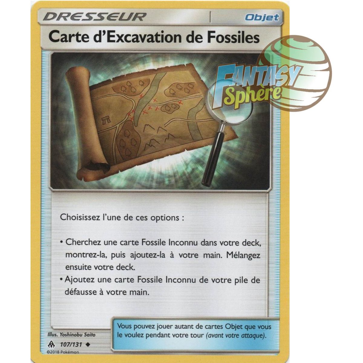 Item Fossil Excavation Card - Uncommon 107/131 - Sun and Moon 6 Forbidden Light