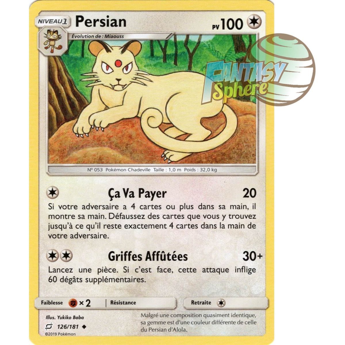 Persian - Uncommon 126/181 - Sun and Moon 9 Shock Duo