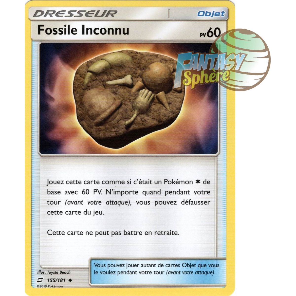 Unknown Fossil - Uncommon 155/181 - Sun and Moon 9 Shock Duo