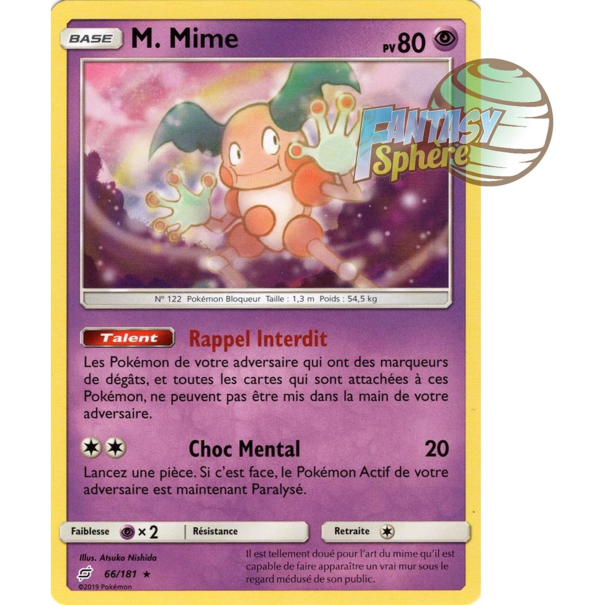 Mr. Mime - Rare 66/181 - Sun and Moon 9 Shock Duo