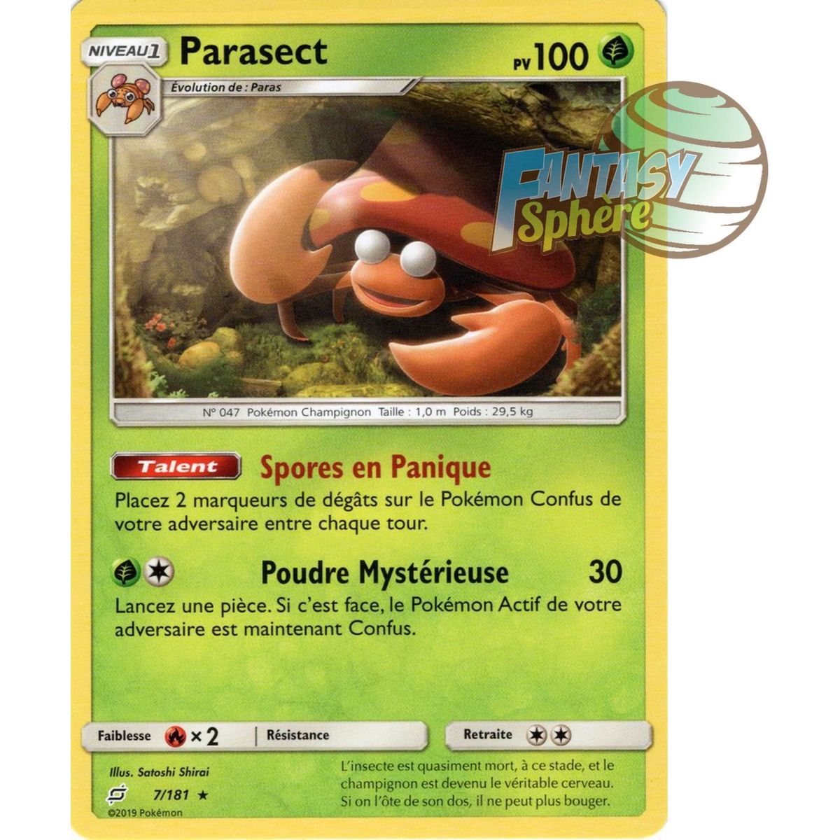 Parasect - Rare 7/181 - Sun and Moon 9 Shock Duo