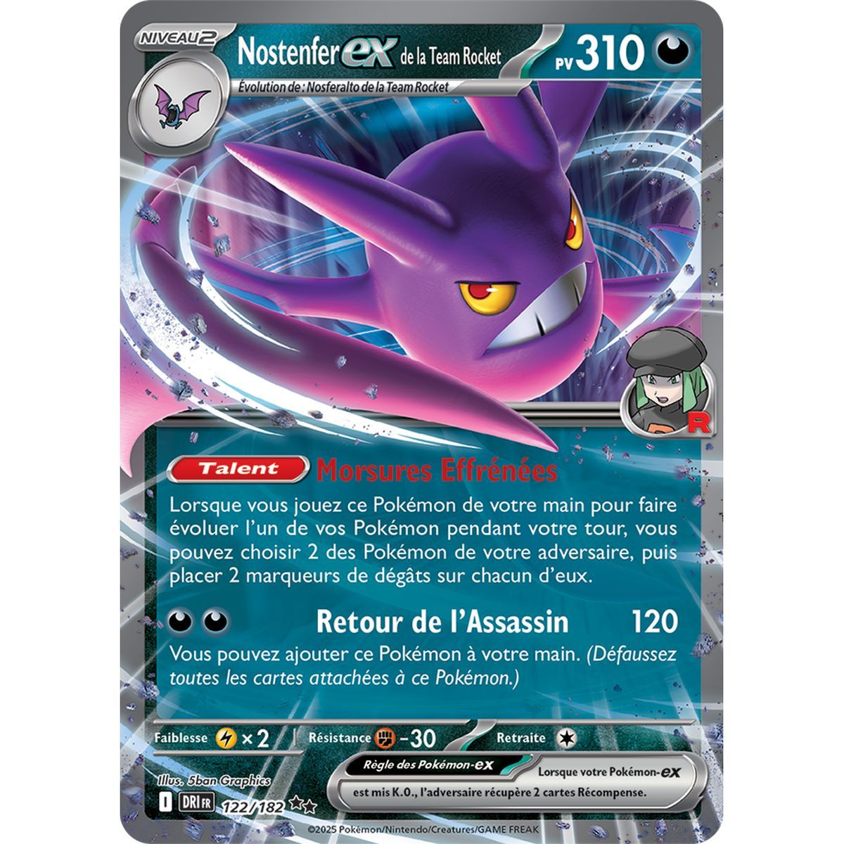 Item Team Rocket's Ex-Nostenfer - Double Rare 122/182 - Scarlet and Purple 10 Destined Rivalries