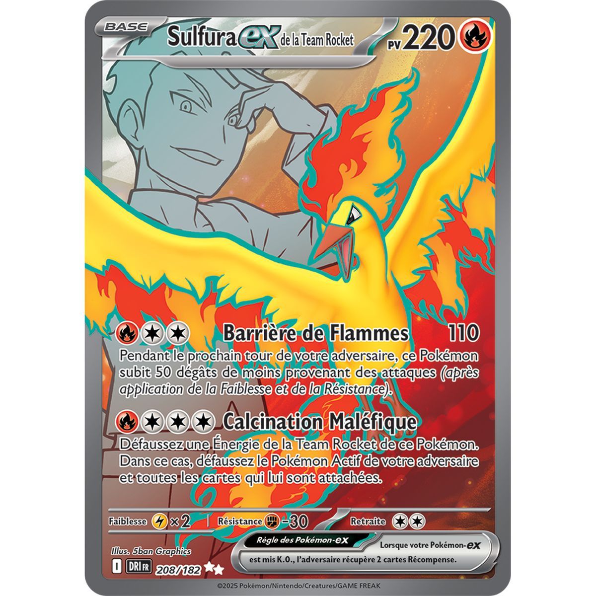 Moltres EX of Team Rocket - Ultra Rare 208/182 - Scarlet and Purple 10 Destiny Rivalries