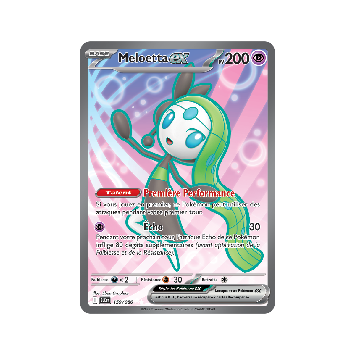Meloetta-ex - Ultra Rare 159/86 - Scarlet and Purple 10.5 Black Lightning