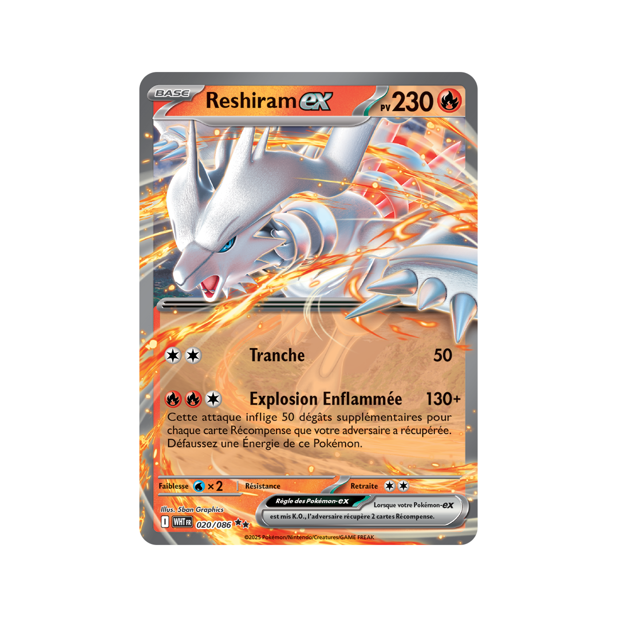 Reshiram-ex - Double Rare 20/86 - Scarlet and Violet 10.5 White Flame