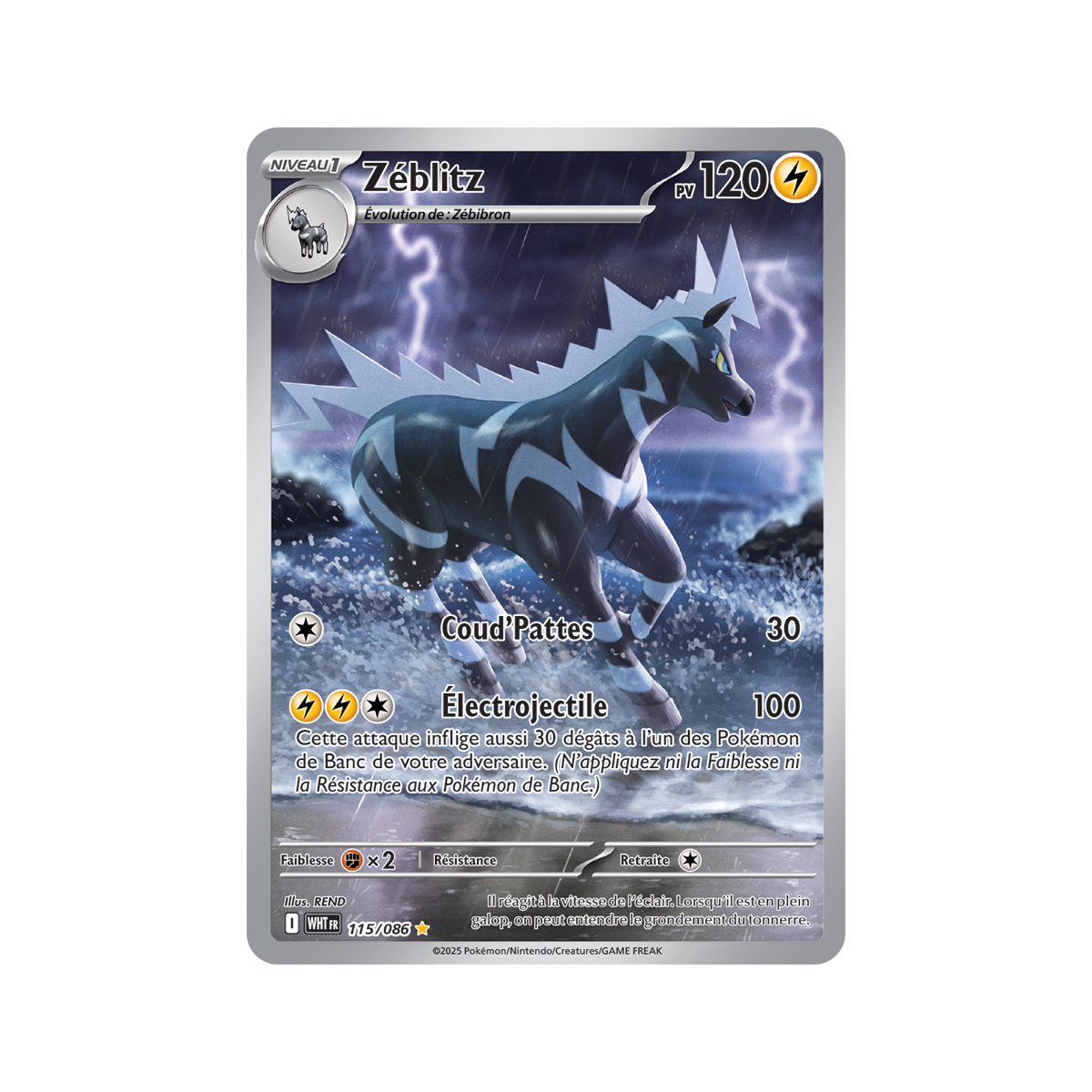 Item Zeblitz - Rare Illustration 115/86 - Scarlet and Violet 10.5 White Flame