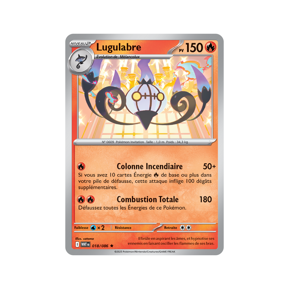 Lugulabre - Holo Rare 18/86 - Scarlet and Purple 10.5 White Flame