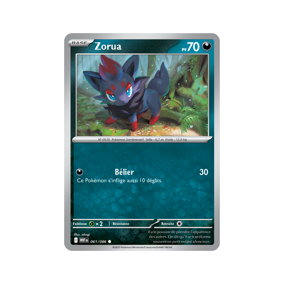 Zorua - Reverse 61/86 - Scarlet and Purple 10.5 White Flame