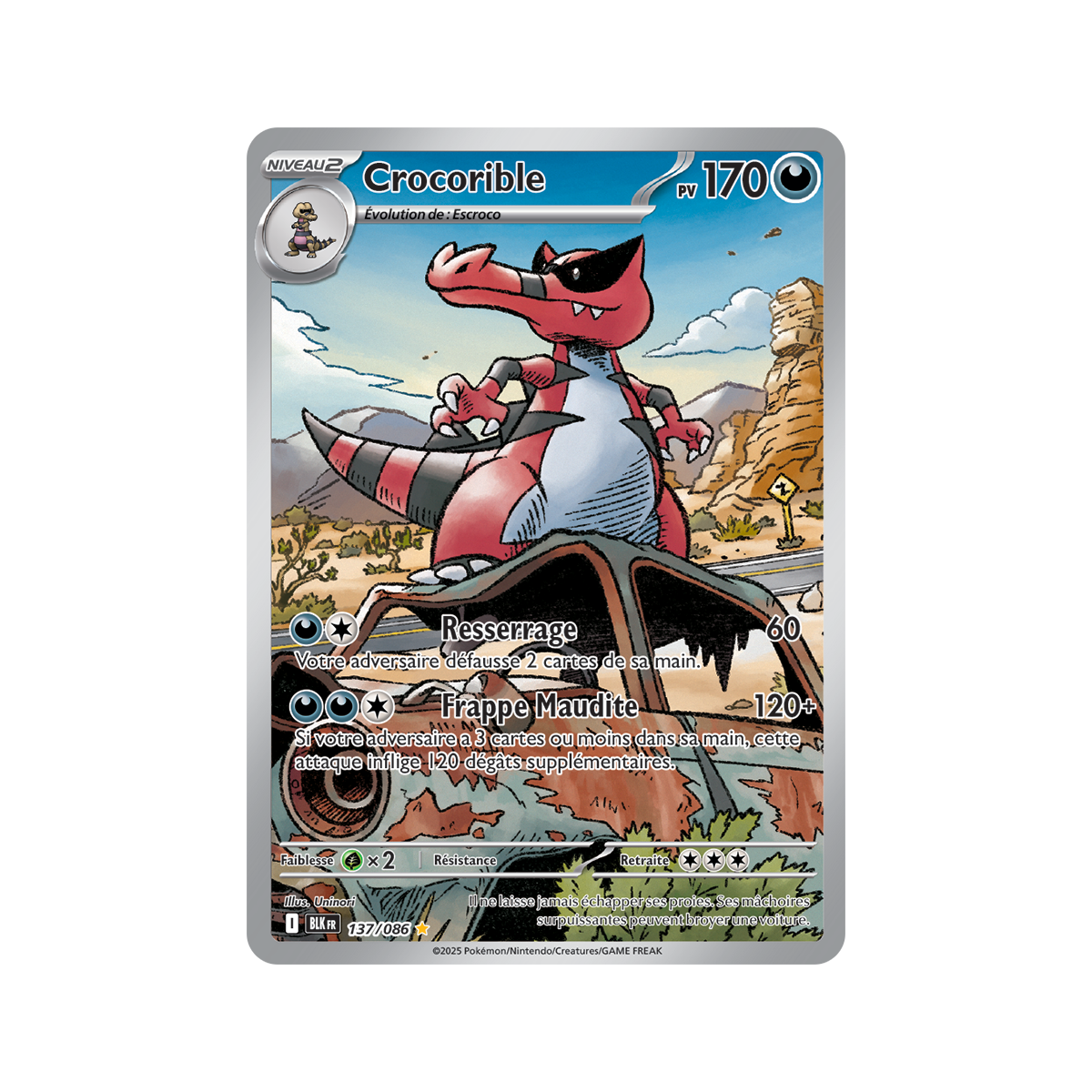 Crocorible - Rare Illustration 137/86 - Scarlet and Purple 10.5 Black Lightning