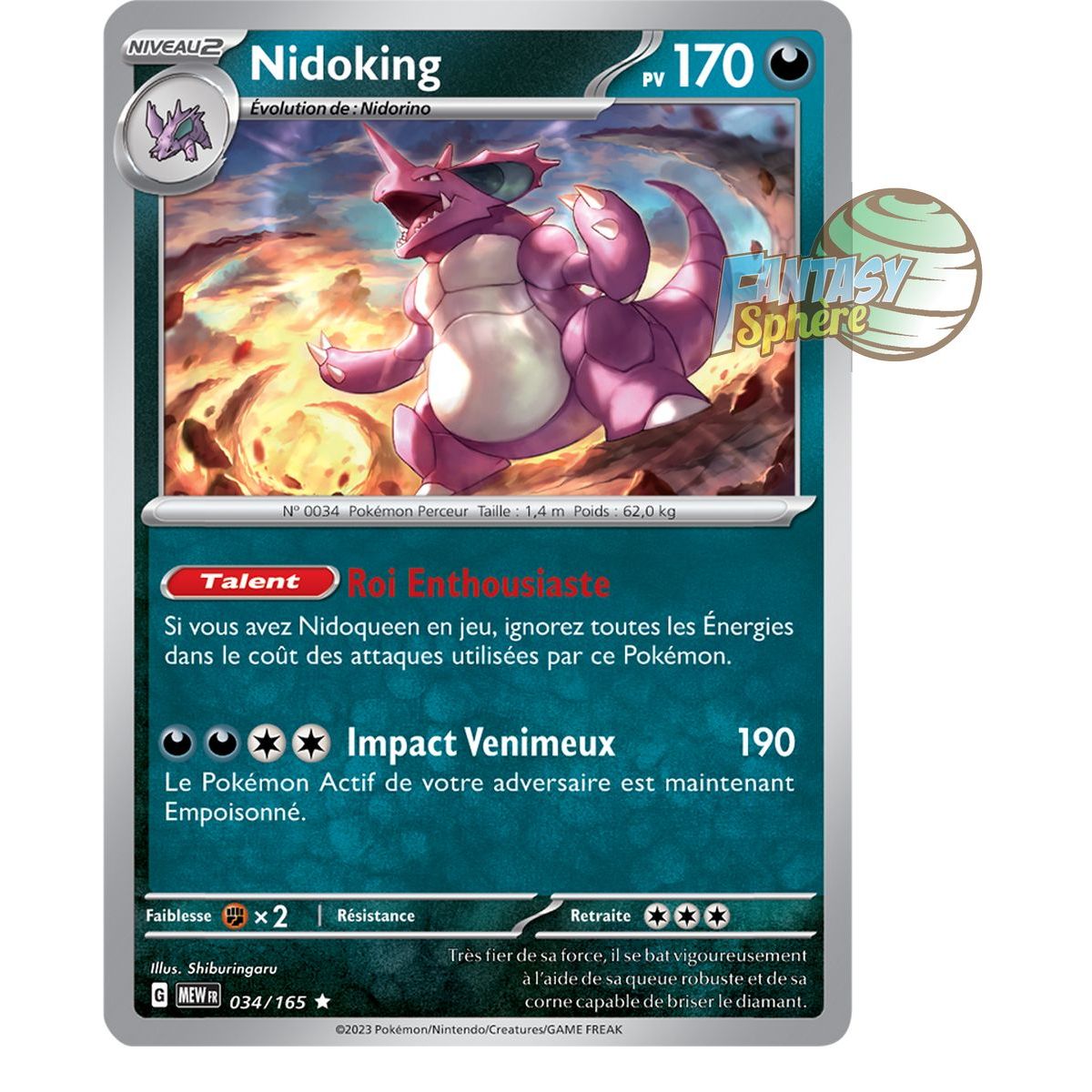 Nidoking - Holo Rare 34/165 - Scarlet and Violet 151